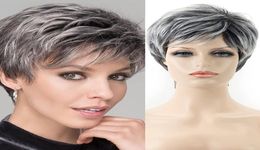 Short Blonde Wig Pixie Cut Natural Layered Synthetic Wig Dark Root Ombre Blond Wigs for White Women3687834