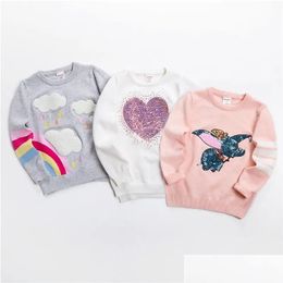Cardigan Sell New Kids Sweater Soft Cartoon Plover For Girls Fashion Sequins Childrens Knitting Clothes Baby Boy Girl Jumper 3-7 Y Dro Otau2
