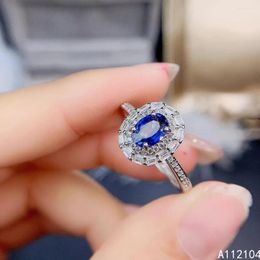Cluster Rings KJJEAXCMY Fine Jewellery 925 Sterling Silver Inlaid Natural Sapphire Women Elegant Exquisite Adjustable Gem Ring Support