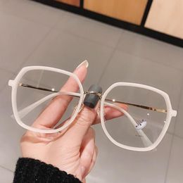 Brand Beige White Green Round Transparent Glasses Frame Computer Anti Blue Light Vintage Korean Women's Eyeglasses Fashion Su2332