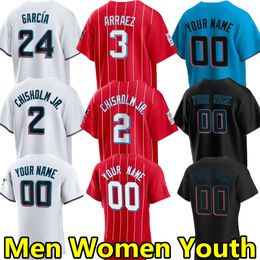 2024 Baseball Jerseys Jazz Chisholm Jr. marlins Tim Anderson Avisail Garcia Nick Gordon Luis Arraez Vidal Brujan Jesus Luzardo Nick Fortes Men Kids Custom Jersey