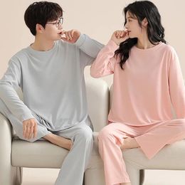 Women's Sleepwear Big Size M-4XL Couple Pyjamas Set Spring And Autumn Cotton Pyjamas Long Sleeve Women Men Casual Pijama