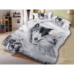 Wolf Couple Bedding Sets Cool Grey Lovers Wolf Duvet Cover Set 3D Vivid Comforter Cover 3pcs Twin Full Queen King Y200417211L