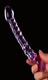 Purple Pyrex Crystal Dildo Glass Sex Toys Dildos Penis Anal Female Adult Toys For Women Body Massager6074331