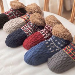 Men's Socks 2024 Winter Thick Woollen Men Thicken Warm Home Bedroom Slippers Women Non-slip Foot Warmer Snow Fashion Prints