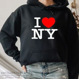 Sweatshirts I Love NY New York I Love Paris Women Funny Hoodie Girl Aesthetic Clothes Autumn and Winter Graphic Hoodie Harajuku Sweatshirt