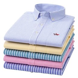 100% Cotton S~ 6XL Oxford Mens Shirts Longsleeve Plaid Business Casual Soft Social Dress Shirts Regular Fit Male Shirt Blouse 240301