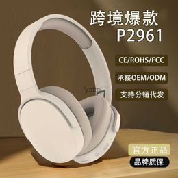 Cell Phone Earphones P2961 Headworn Wireless Bluetooth Headphones with Heavy Bass Stereoscopic All Inclusive Sports Music WiredH240312