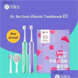 Toothbrush Electric Toothbrushes Replacement Heads Dr. Bei E5 2In1 Teeth Cleaner With Face Cleansing Brush Waterproof Modes Sonic Set Otn7A