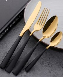 Black Gold Flatware Set Stainless Steel Cutlery Knife Fork Set Tableware Cutleries Western Food Set 4987287