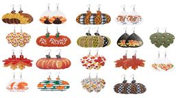 Pumpkin Earring PU Leather Drop Earrings Female Halloween Pattern Earring Women Vintage Earring Jewellery Gifts 17 Designs YFA25583559383