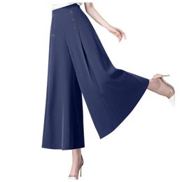 female pants 2023 Spring Summer Female Fashion Stylish Urban Casual Loose High Waisted Solid Colour Wide Leg Pants for Women 240304
