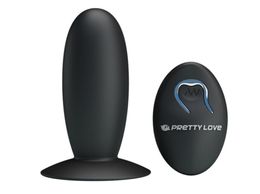 PRETTY LOVE Remote Control Silicone Anal Vibrator Black Suction Cup USB Rechargeable Anal Plug Vibrator Sex Toys for Men Women 1798916758