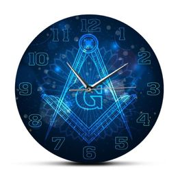 mason Logo Silent Non-ticking Wall Clock Master Mason Home Decor Hanging Wall Watch Knights Templar Masonic Lodge Art301K