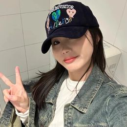 Korean Designers Ins23 Spring Summer Colorful Letter Embroidery Love Baseball Hat Corduroy Autumn Duck Tongue Hat Y2k Girl 240227