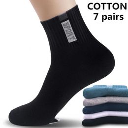 Men's Socks 5 Pairs High-Quality Cotton Mid Length Sports Deodorization Breathability Sweat Absorption Running Autumn Winter