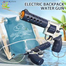 Gun Toys HUIQIBAO Automatic Electric Backpack Water Gun Fights Summer Toy Water Absorbing Guns Outdoor Beach Swimming Pool Toys Kid Adult L240311