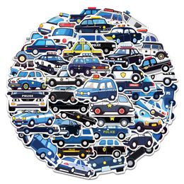 50 PCS Cartoon Police Car Kids Stickers For Skateboard Guitar Car Fridge Helmet Ipad Bicycle Phone Motorcycle PS4 Notebook Pvc Decals