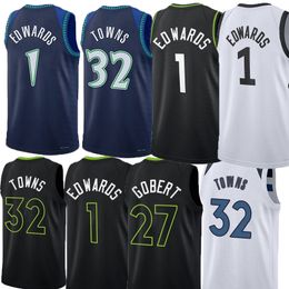 Maglia da basket da uomo Karl Towns Jaden McDaniels Anthony Edwards Rudy Gobert Naz Reid Wendell Moore Jr. Kyle Anderson Mike Conley McLaughlin Luka Garza Maglie