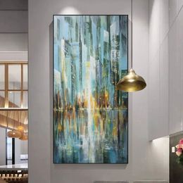 Abstract City Landscape Oil Painting Printed on Canvas Modern Home Decor Wall Art Pictures for Living Room Building Posters251K