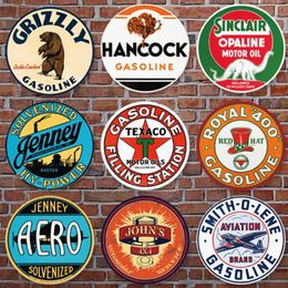 30CM Retro Plaque Metal Tin Signs Cafe Bar Pub Signboard Wall Decor Vintage Nostalgia Round Plates Garage Frameless painting Y2001290z