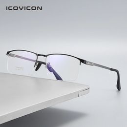 Screwless Myopia Glasses Eyewear Mens Half Frame Business Office Fashion Prescription Eyeglasses icoYicon 6105 240228