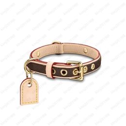 2022 Popularity style printing With metal Dog Collars Leashes Large size comes withs box Handmade leather Designer Dogs Supplies240A
