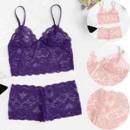 Bras Sets Lace Womens Sexy Lingerie Fashion Casual Sleepwear Tops Shorts Set Babydoll Pajamas Nightwear See-through Underwear Suit