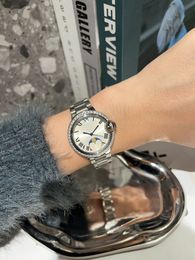 Women Watches designer watch 33mm White 18K gold diamond dial stainless steel watch strap Top Quartz moon phase watch Lady Watch Elegant Wristwatch Festival Gift