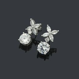 2023 Luxury diamond stud branded logo engrave jewelry lady studs trendy designer earrings Stainless Steel silver elagant women sma243H