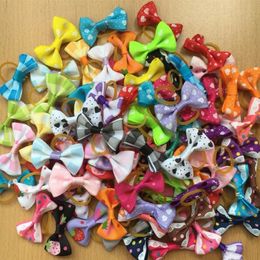 100pcs lot New Handmade Pet Products Dog Grooming Bows Dog Hair Accessories Pet Hair Tie Dog Bow Hairs rubber bands whole299L