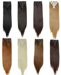 10pcsset Synthetic Clip in hair extensions Straight hair pieces 25inch 160g Clip on hair extensions 16colors5641461