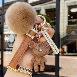 Keychain designer key chain luxury bag charm female cute bear car ring fashion fur ball pendant male trendy accessories number plate creative exquisite nice UPNS