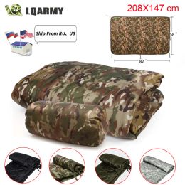 Mat Tactical Army Poncho Liner Camouflage Water Repellent Woobie Quilted Blanket Suitable for Camping, Shooting, Hunting