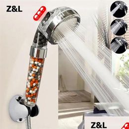 Bathroom Shower Heads 3 Modes Adjustable Handheld Bathroom Showerheads Pressurised Water Saving Anion Mineral Philtre High Pressure Sho Dhgji