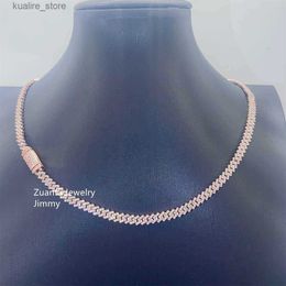 Pendant Necklaces Pass Diamond Tester 5mm Width One Row 925 Sterling Silver VVS Moissanite Diamond Cuban Link Chain Necklace L240311