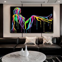 Sexy Girl Posters and Prints Colorful Abstract Art Canvas Painting Modern Creative Canvas Wall Pictures for Living Room Decor3435