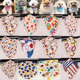 100pcs lot whole New arrival Mix 60 Colours Dog Puppy Pet bandana Collar cotton bandanas Pet tie Grooming Products SP01 201106260M