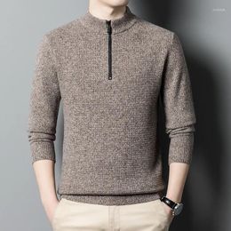 Men's Sweaters Mockneck Wool Men Zippers Sweater 2024 Autumn Winter Long Sleeve Thick Jumper Man Pure Pullover