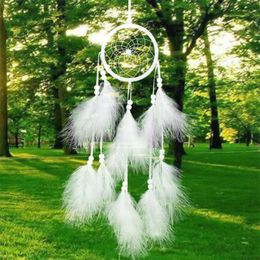 Whole- 1pcs Dreamcatcher India Style Handmade Dream Catcher Net With Feathers Wind Chimes Hanging Carft Gift For Home Car Deco344M