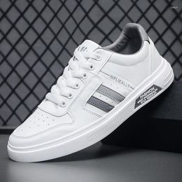 Casual Shoes Men's Leather Sneakers White Men Vulcanised Autumn Young Simple Hard-wearing Lightweight Water Proof Flat Shoe