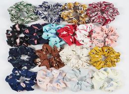 DHL INS Floral Flamingo Solid Houndstooth Design Women Tie Accesorios Scrunchie Ponytail Holder Rope scrunchy basic Hair band6024417