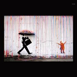 Colour Rain Banksy Wall Decor Art Canvas Painting Calligraphy Poster Print Picture Decorative Living Room Home Decor1298L