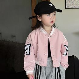 Autumn baby Girls coat Baby Motorcycle Jackets Kids Crop Jacket Children Coat Toddler Clothes Streetwear Letter 2-7 chaquetas 240329