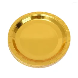 Disposable Dinnerware 25 Pcs Plates Flatware Party Supplies Paper For Birthday Round Dessert Decorative Gold Cupcake