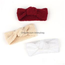 Headbands Baby Kids Solid Colour Winter Autumn Party Hair Accessories Handmade Children Elastic Hairbands Headwear Drop Delivery Jewelr Dhyfb