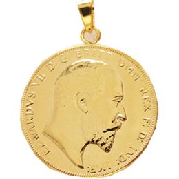 P09Coin Pendant 1902 EDWARD VII SOVEREIGN LONDON MINT Lustre SUPERB Gold Plated Fashion Jewelrydiameter22mm277i