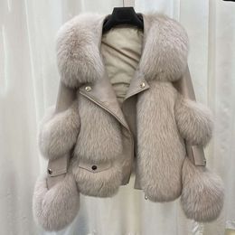 New Haining 2023 Winter Faux Fox Fur Grass Women's Coat Thickened Motorcycle Suit Toka Small Fragrance Top 5615