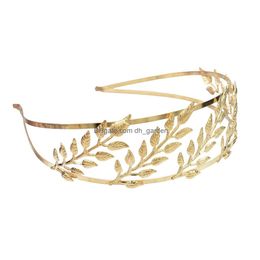 Tiaras New Bridal Headbands Hairbands Golden Leaves Shape With Alloy Womens Wild Hallow Hair Fahion Accessories Drop Deliver Dhgarden Dh1Zk