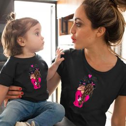 Princess family matching clothes Cotton tshirt mother daughter BABY MINI and MAMA pink outfits look t shirts 240301
